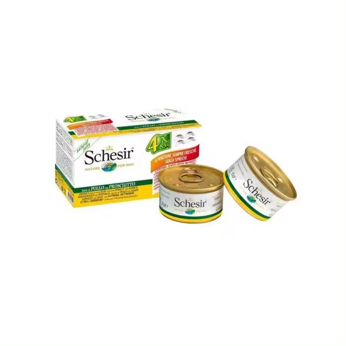 Schesir Pack filetes de pollo y jamón en gelatina (4 x 85gr) - 1