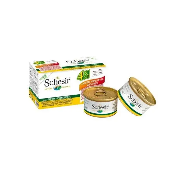 Schesir Pack filetes de pollo y jamón en gelatina (4 x 85gr) - 1