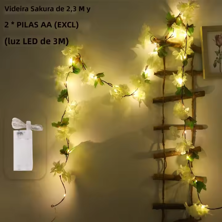 Guirnalda De LED Con Cerezo En Broche 230cm Flores Artificiales Para Decoración De Bodas Fiestas Hogar Arcos De Jardín - 1