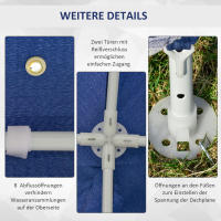 Cenador con mosquito 3x3m, Tienda gazebo Azul de metal y poliéster,Gazebo de Jardín 3x3m with Mosquitera Antimosquitos - Estructura Metálica Resistant y Tela Poliéster Impermeable, Azul (Montaje rápido) - details 1