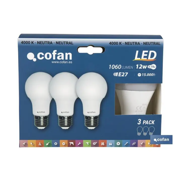 Cofan Pack de 3 Bombillas Led Classic 1060 Lúmenes 4000k Luz Neutra - 1