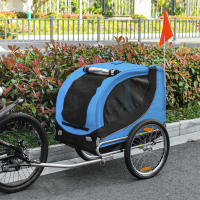 PawHut Remolque Bicicleta Perros Mascota 1 Bandera 8 Reflectores Remolque Bici 130x73x90 cm - details 1