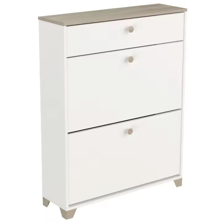 Zapatero Pasillo o Recibidor Blanco Mate y Roble Kronberg 81x104x24 cm - 1
