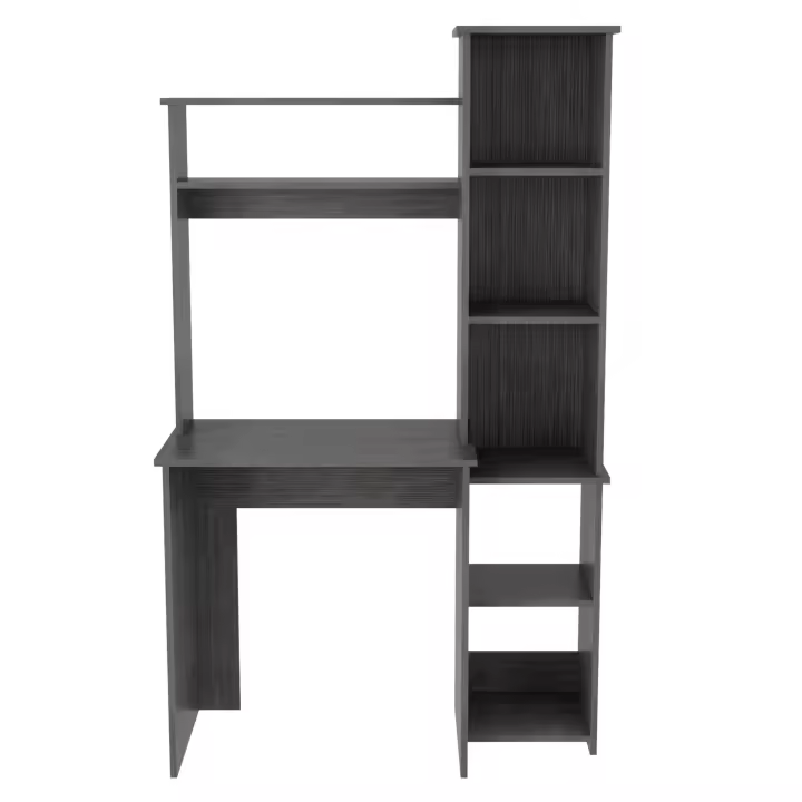 TUHOME Mesa de Escritorio Versalles, con estantería, Blanco Madera Manufacturada Oficina-Mesas - 1