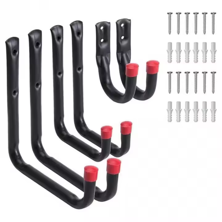 Mediawavestore Kit 6 Ganchos de Pared Universales Multiusos Ahorra Espacio 3 Tamaños - 1