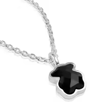 Collar de Oso de Piedra Natural de Plata de Ley 925, Ágata nácar, Estil INS de alta gama, combinable, 1,1 cm cuello ancho 45 cm - details 7