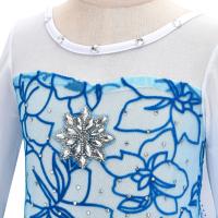 Vestido De Princesa Para Niñas Disfraz De Elsa Con Capa Ropa De Cosplay Para Fiestas De Carnaval Vestido Largo De Hielo Con Diamantes Estilo Europeo Y Americano Talla Verdadera Para Edad 4-6A-LINE Sin Aros - details 5