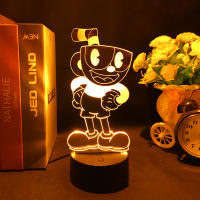 Lámpara De Noche LED 3D Figura De Juego Cuphead Mugman Decorativa Para Dormitorio De Niños Iluminación De Mesa Regalo De Cumpleaños Y Navidad - details 2