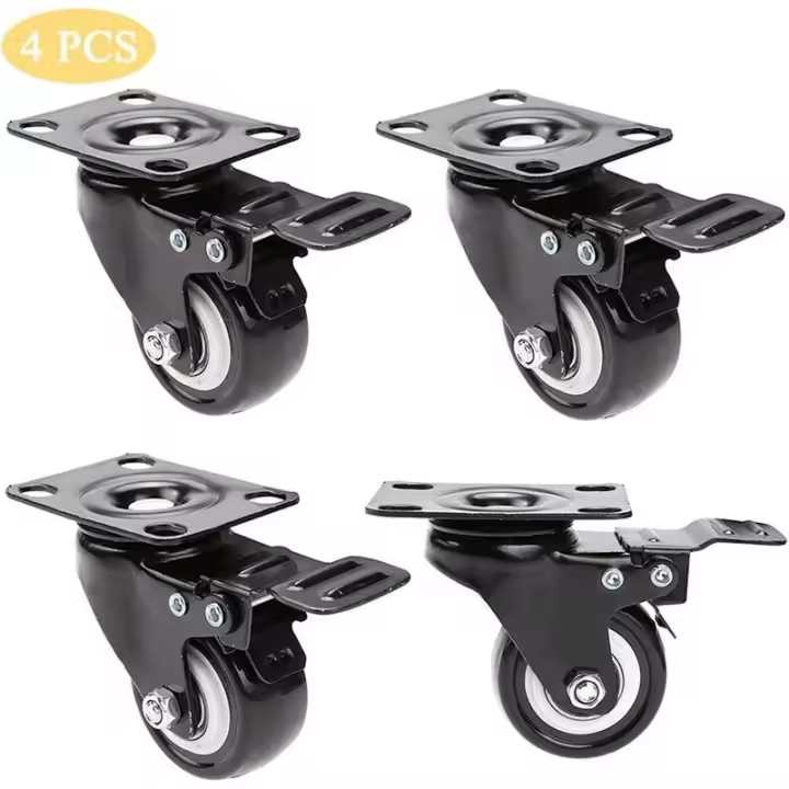 Rodillos para cestas de playa, 4 piezas, ruedas de 360 grados, ruedas de transporte, ruedas dobles con 4 frenos, ruedas resistentes, adecuadas para sillas de playa, muebles, capacidad - 1