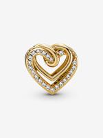Brillantes-Baño de Oro de 14K Pandora - Charm de Corazones entrelazados - details 1