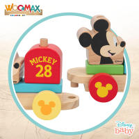 WOOMAX - Tren madera Disney Baby 34 cm, juego de construcción apilable con 14 piezas, figuras de Mickey, Minnie y Pluto, juguete formas encajables, juega y aprende, juguetes niños 2 años, juego educativo infantil - details 1