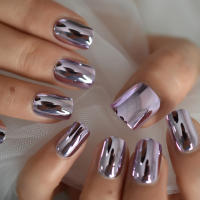 Uñas Postizas De Cromado Mediano Tamaño Square Electroplating Chrome Para Profesionales Cubierta Total De Uñas Artísticas Para Dedos - details 5