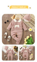 Romper Con Gorro Para Bebés Niñas Primavera Otoño Invierno Rosa Mangas Largas Tejido Nueva Nacida Salto Completo Cierre Pullover 0-18m Ropa De Bebé - details 5