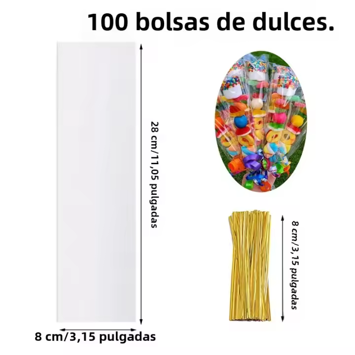 Bolsas De Tratamiento De Celuloza 50/100Pcs 8x28cm Transparentes Con Cordones Para Empaquetar Dulces Galletas Favors De Fiesta - 1