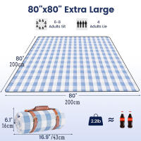 Manta De Picnic Extra Grande 80"x 80" Impermeable Y Plegable Para 8 Adultos Ideal Para Playa Camping Parque Hierba Interiores - details 7