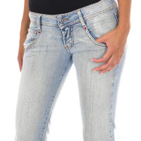 MET-Pantalon Tejano Largo efecto roto 10DB50076 para Mujer