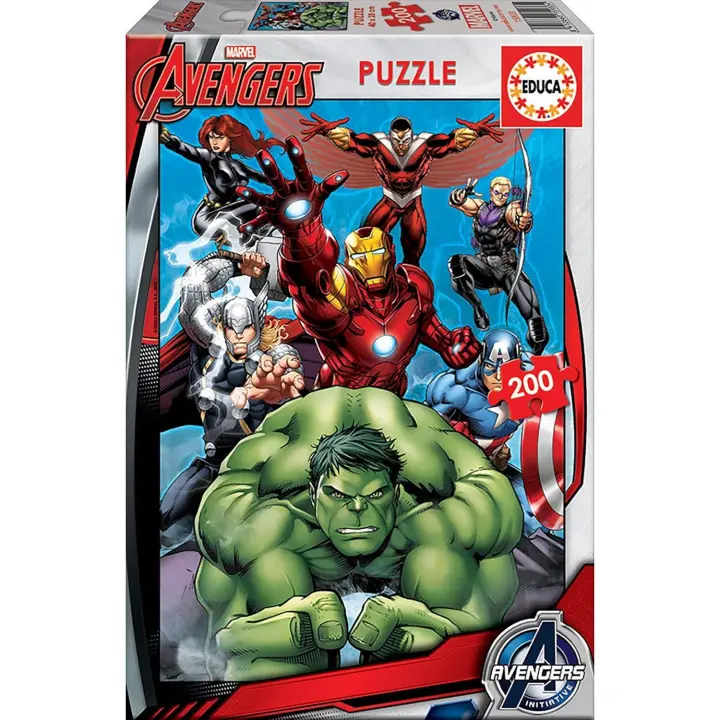 Educa - Puzzle Infantil Avengers. Puzzle 200 Piezas Marvel. Medida aproximada una Vez montado: 40 x 28 cm. Compuesto por Grandes Piezas Perfectamente acabadas. + 6 años - 1