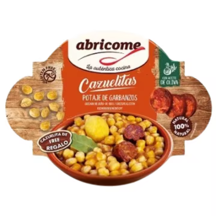 Marca Abricome - Cazuela potaje de garbanzos 380g, incluye cazuela de barro, platos listos para comer - 1