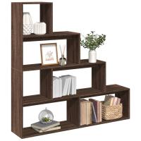 vidaXL Librería divisora 4 niveles madera blanca 143,5x29x143,5 cm en color Blanco/Roble Sonoma/Gris sonoma y más - details 3