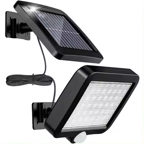 Luz solar para exteriores, lámpara solar 213 LED con sensor de movimiento, impermeable, luz de seguridad ajustable a 180° para pared exterior, jardín, calle, porche - 1