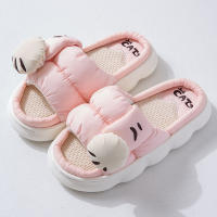 Zapatillas De Plataforma Casual Para Mujer Con Diseño De Gato De Dibujos Animados Zapatos De Lino Elegantes Para El Hogar Con Tobillero Abierto Y Tacón Bajo - details 24