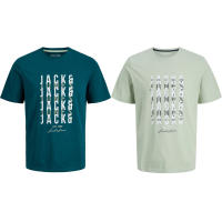 Jack & Jones SS25 Hombre Pack 2 Camisetas de Algodón Mod JJDELVIN logo estampado Moda Casual Informal REF 247813 - details 1