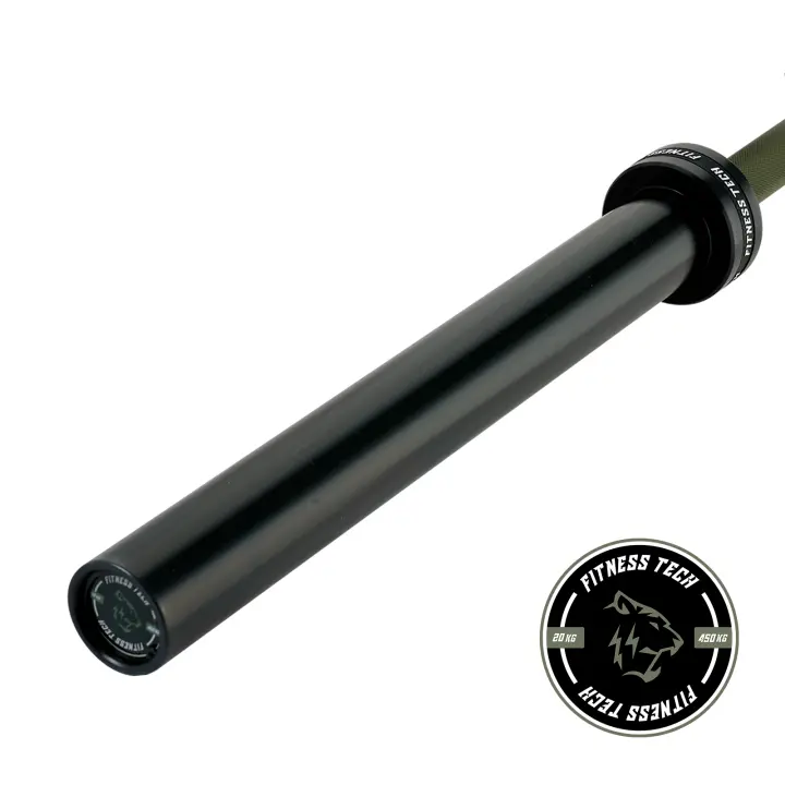 Fitness Tech Barra olímpica verde 220 cm x 50 mm 8 rodamientos - 1