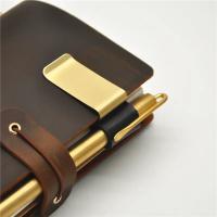 Porta Lápices De Cuero PU Vintage Con Clips De Metal Para Cuaderno Anotador Y Planificador Porta Lápices De Bronce Para Hojas Sueltas Marcadores - details 1