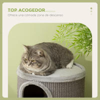 PawHut Barril Rascador para Gatos de 3 Niveles Torre Rascador para Gatos con 3 Entradas y Cubierta de Sisal Ø38x70 cm Gris Claro - details 3
