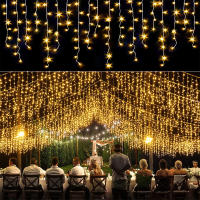Luz De Encaje De Navidad LED Cadena De Icicles 4M Decorativa Exterior Jardín Calle Faiy Light Droop 0.4-0.6m Luces De Navidad Multicolor - details 0