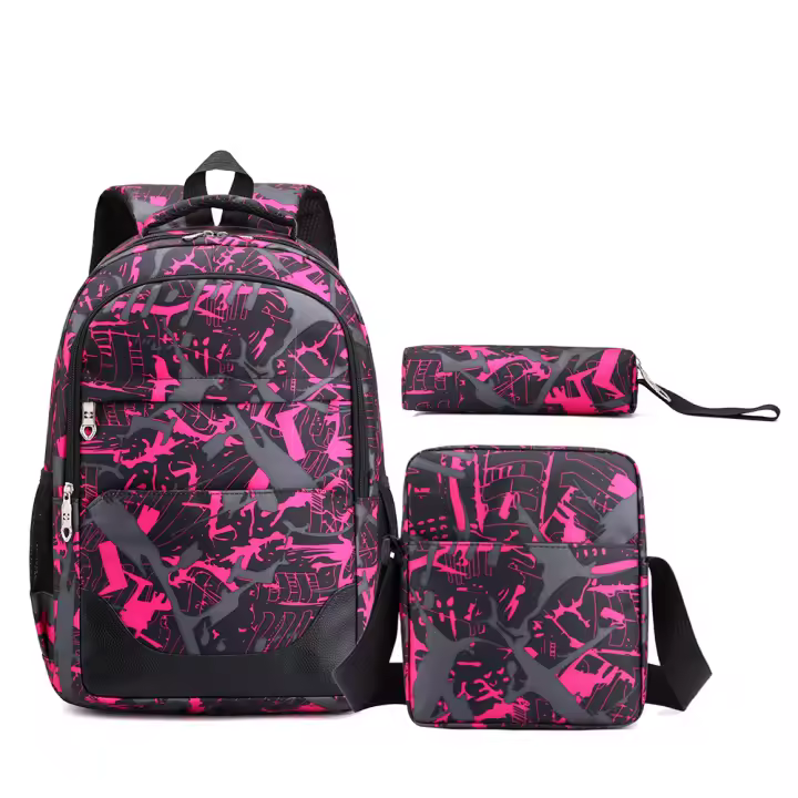 Mochila de Adolescente Escolar Camuflaje de Gran Capacidad Conjunto Casual de Tres Piezas para Niños y Niñas Bolsas y Viajes - 1