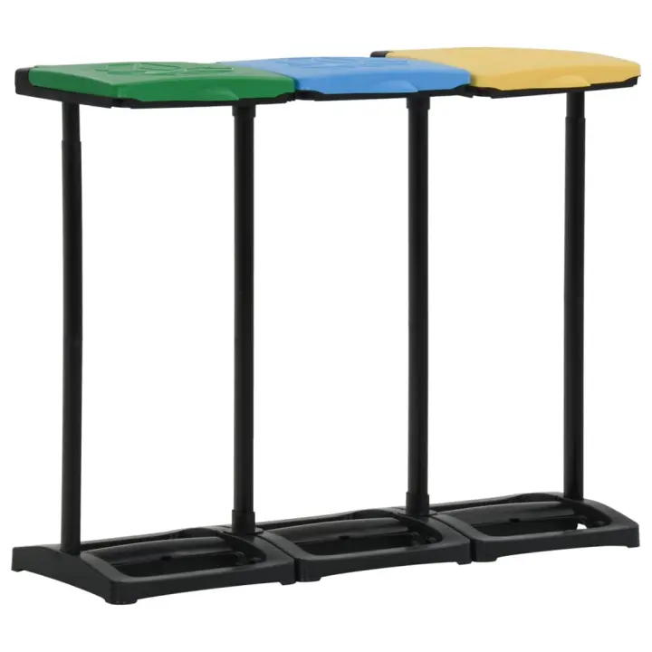 vidaXL Soportes para bolsas de basura con tapa PP multicolor 240-330 L - 1