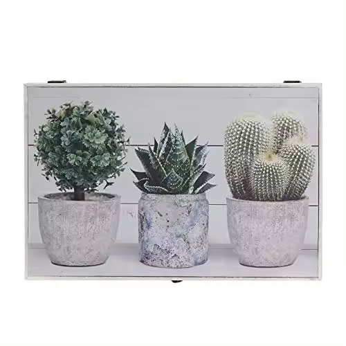 Dream Hogar Tapa Contador de luz Cubre Cuadros electricos macetas Lienzo Madera 46x31x6 cm (A) - 1