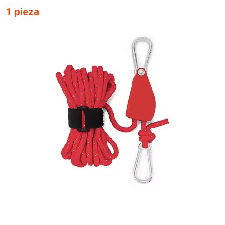 1-10Pcs Correa De Camping De 4M Y 4MM Con Palanca Ajustable Herramientas De Camping Para Toldo Y Tienda De Acampar Gancho De Pulleya - 1