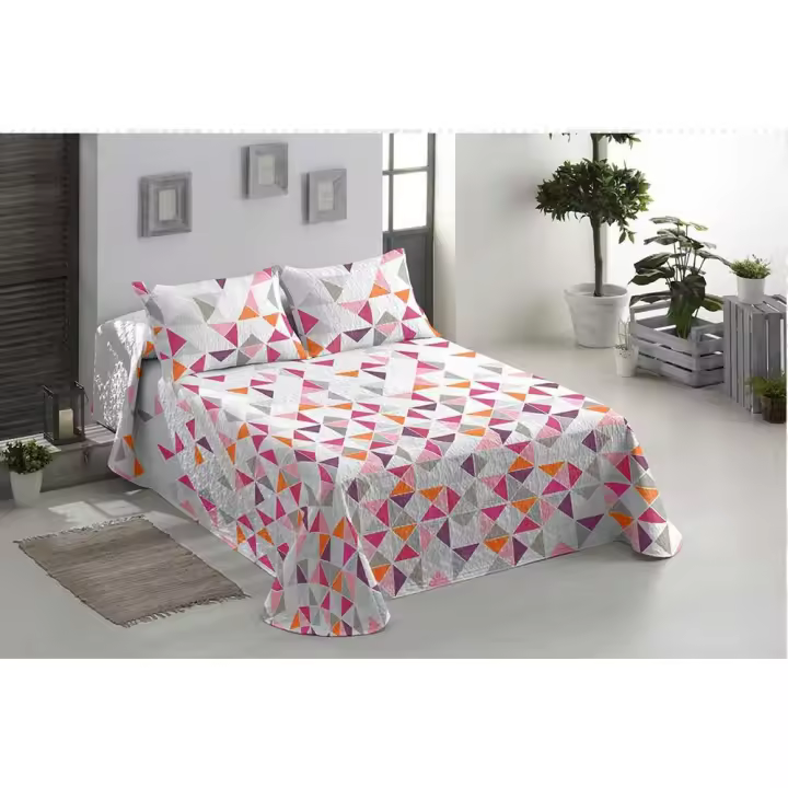HIPERMANTA. COLCHA  bouti + CUADRANTE modelo MILENA ROSA. Para CAMA 90 cm (Tamaño 180x265 cm + 1 cuadrante de 50x70 cm). Diseño infantil. Para PRIMAVERA - VERANO - 1