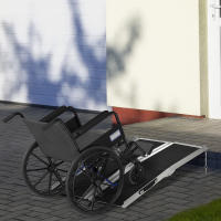 HOMCOM Rampa para Silla de Ruedas Plegable 122x73,5 cm Rampa Portátil de Aluminio Rampa de Umbral Antideslizante para Escaleras Puertas Discapacitados Carga 270 kg Negro - details 1