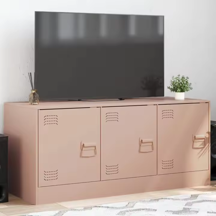 vidaXL Mueble para TV de acero 99x39x44 cm en color Amarillo mostaza/Rosa/Negro y más | almacenamiento funcional diseño moderno para baño dormitorio sala - 1
