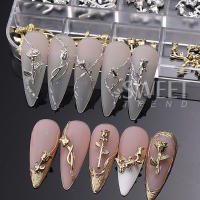 12 Grillas De Encantos De Uñas Punk Metálicos Con Rosas Florales Doradas Y Plateadas Joyería Vintage Para DIY Accesorios De Decoración De Jardín - details 6