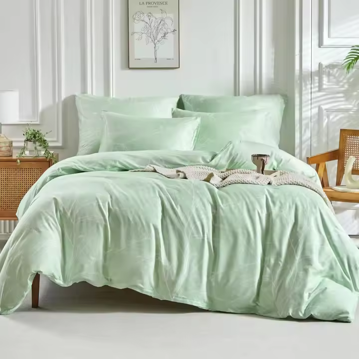 Lekesky Double Duvet Cover Set 260 x 240 cm, 3-Piece Microfibre Duvet Cover with Watercolour Pattern, Including 1 Duvet Cover 260 x 240 cm + 2 Pillowcases 50 x 80 cm, Blue Leaves - 1