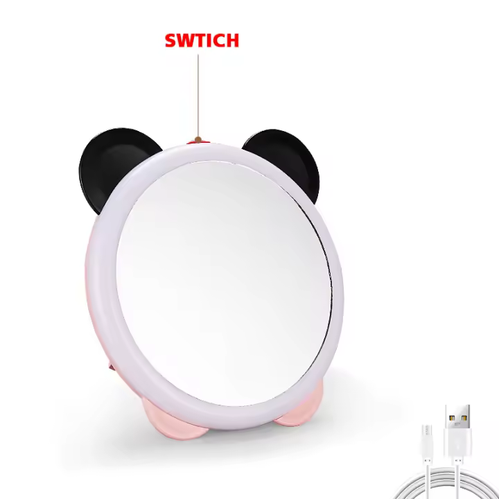 Espejo De Vestíbulo Con Luces LED Panda Lindo Luz De Maquillaje USB Para Mesa De Vestir Lámpara Cosmética Flexible Portátil - 1