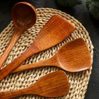 Juego De 4 Cucharas De Madera Con Mango Largo Espátula Para Arroz Y Sopa Cuchara De Cocina Ecológica Para La Cocina Del Hogar - details 7