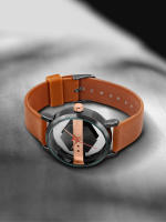 Reloj De Cuarzo Para Hombre TOMI Con Correa De Cuero Minimalista Y Moderna Cristal Hueco Personalizado Resistentes Al Agua - details 10
