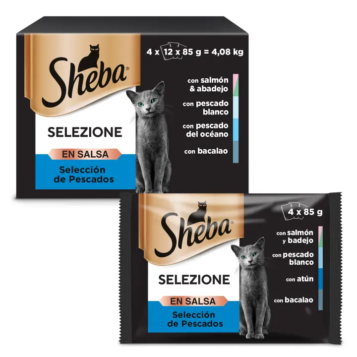 Sheba Selezione Comida Húmeda para Gatos Selección Pescado en Salsa Multipack (4 x 12 x 85g) - 1