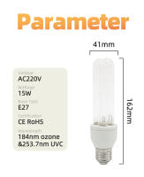 Bulbo De Lámpara Ultravioleta UVC De 15W E27 Para Desinfección Y Esterilización Ozone Free 220-240V 253.7nm Con Vida Media De 30000 Horas - details 3