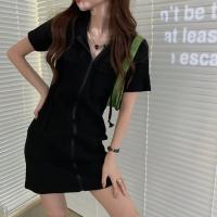 Vestido Mujer Casual De Algodón Con Capucha Cierre Frontal a La Cremallera Cinturón Y Bolsillos Manga Corta Mini Vestido Estilo Deportivo Ajustado Bodycon - details 18