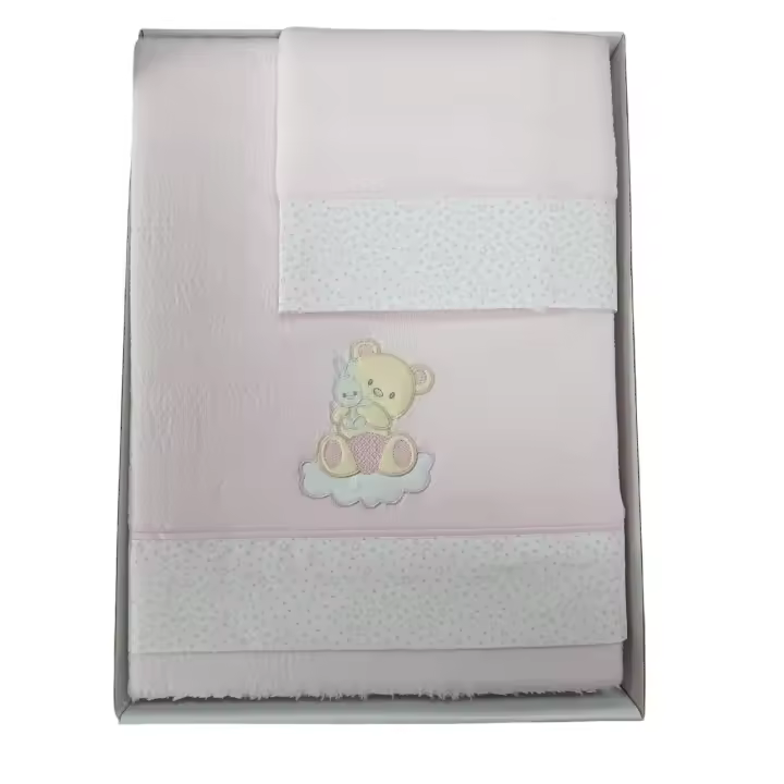 Juego de Sábanas de MINICUNA Coralina Baby Pecas - Diseño de Ositos y Estrellas, Coralina Extrasuave 100% Poliéster, Fabricado en Europa Mommata - 1