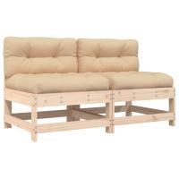 vidaXL Sofás centrales con cojines 2 uds madera de pino Pino natural, Pino blanco, Pino gris Conjunto Terraza Muebles Jardín Exterior Juego de Muebles de jardín Mueble Jardín Exterior Muebles de Salon Exterior - details 6