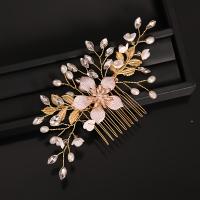 Peine De Boda Para Mujer Con Flor De Cristal Perla Y Hoja Diadema De Cabello Accesorios De Joyería Para Fiesta Y Novia - details 4