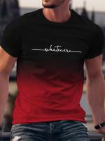 Camiseta De Hombre Veraniega Con Estampado Y Gradiente Cuello Redondo Manga Corta Top Casual Trendy Ropa De Hombre Para Salidas Del Verano - details 2