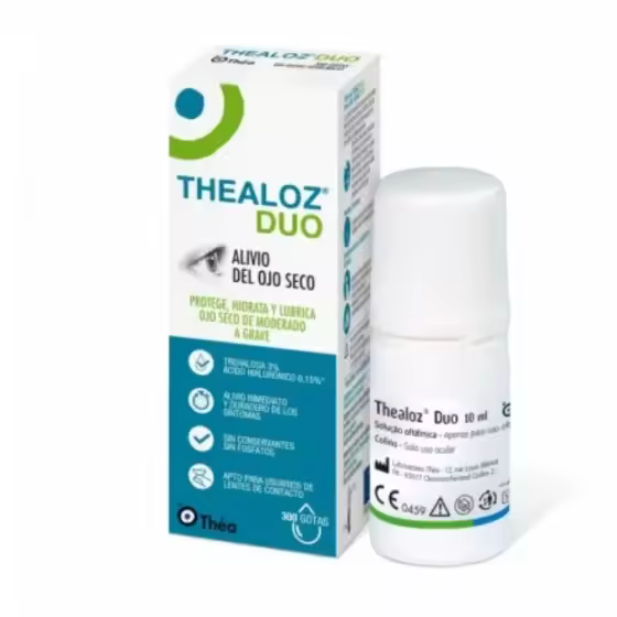 The Conscious - Solución ocular THEALOZ DUO 10 ml para ojo seco moderado a severo, hidratante y lubricante estéril, apta para lentes de contacto - 1